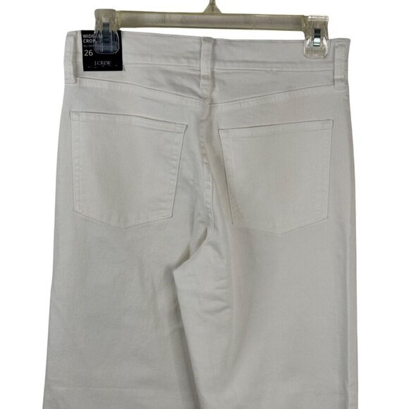 J. Crew Factory NEW Wide Leg Crop Jeans Women's 26 Cream Raw Hem Stretch Denim - Picture 4 of 10